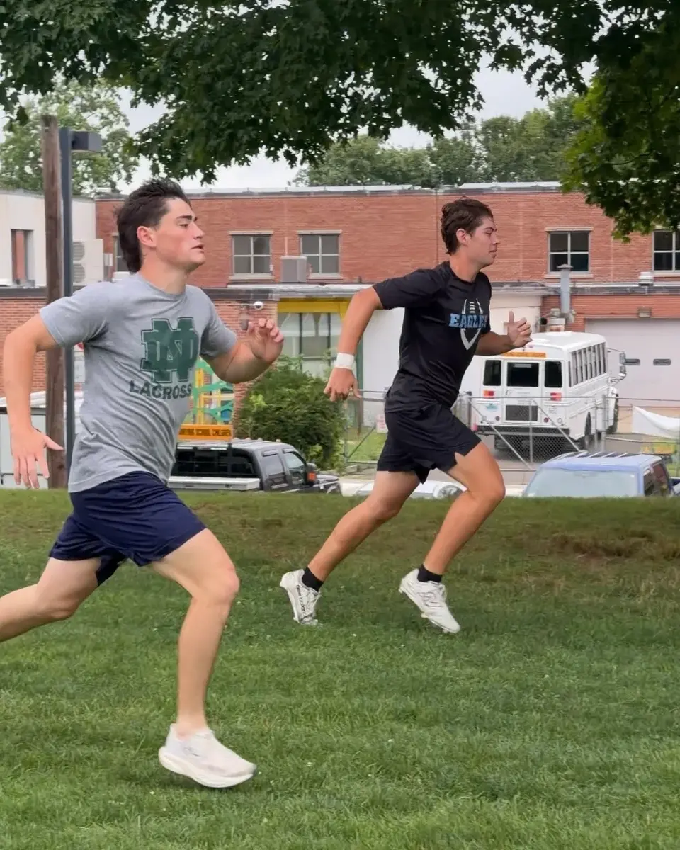 Athletes sprinting during a speed session
